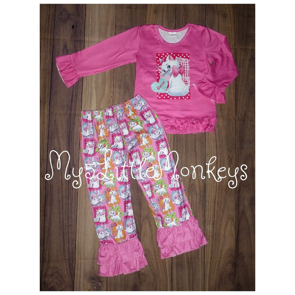 Boutique Aristocats Marie Girls Ruffle Leggings Outfit Set